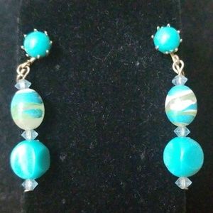 Turquoise colored clip earrings